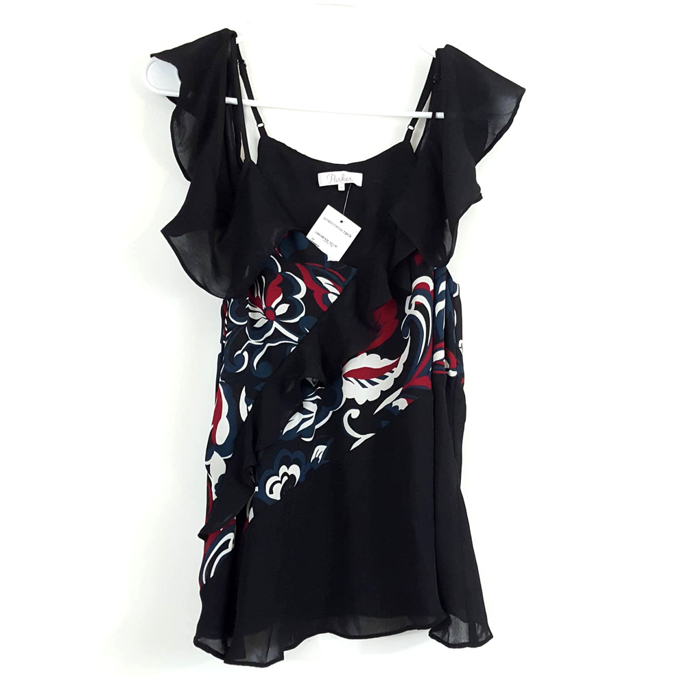 Parker Black and Red Floral Blouse